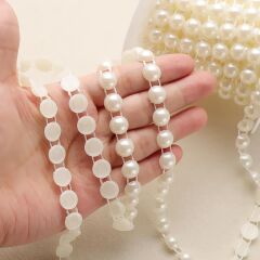 Sıralı Yarım Deliksiz Plastik İnci 8 mm 9 metre AA017