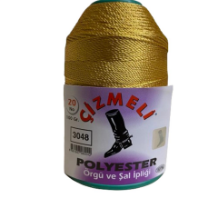 Çizmeli Polyester Örgü ve Şal İpliği No:20 100 gr 3048 Altın