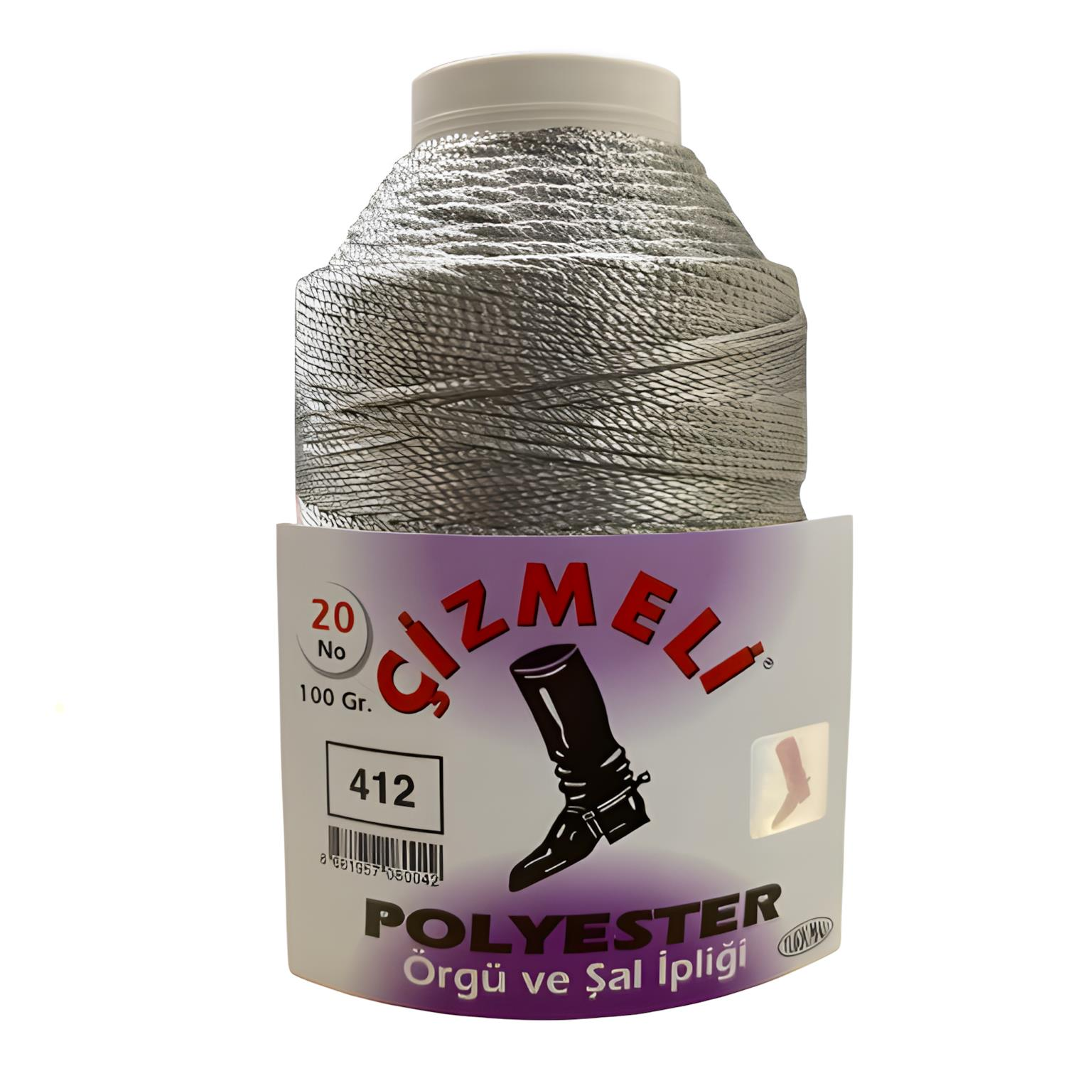 Çizmeli Polyester Örgü ve Şal İpliği No:20 100 gr 412 Soluk Küf