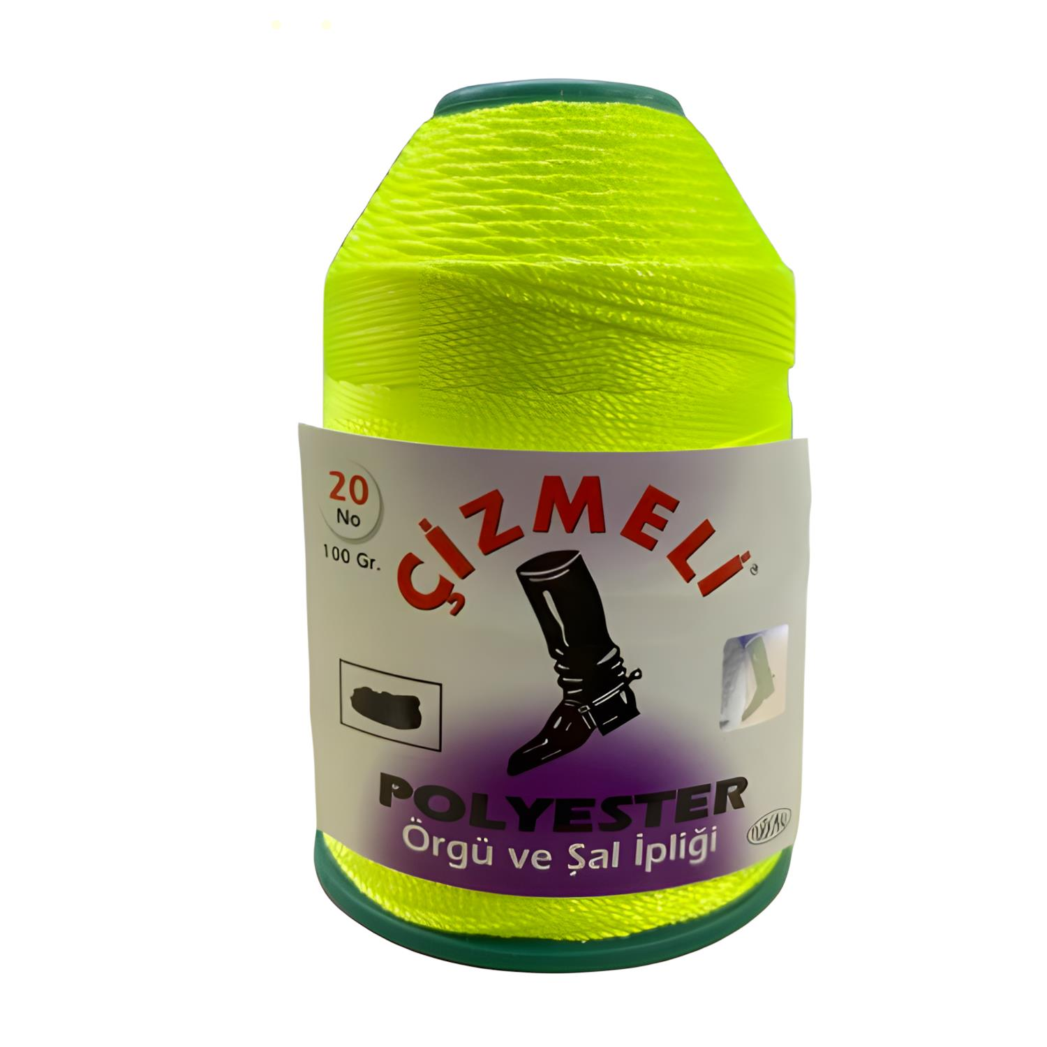 Çizmeli Polyester Örgü ve Şal İpliği No:20 100 gr 55 Fosfor