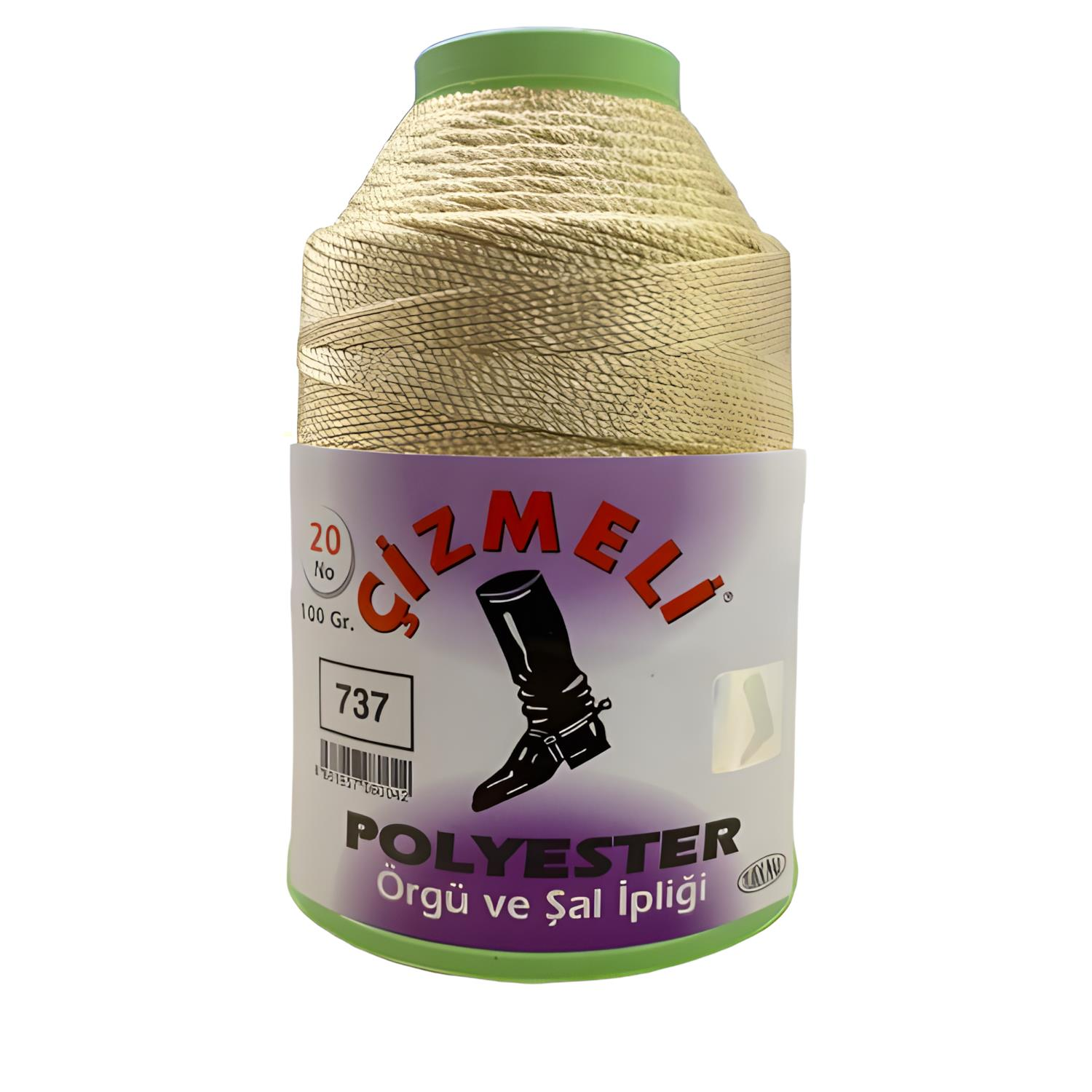 Çizmeli Polyester Örgü ve Şal İpliği No:20 100 gr 737 Bej