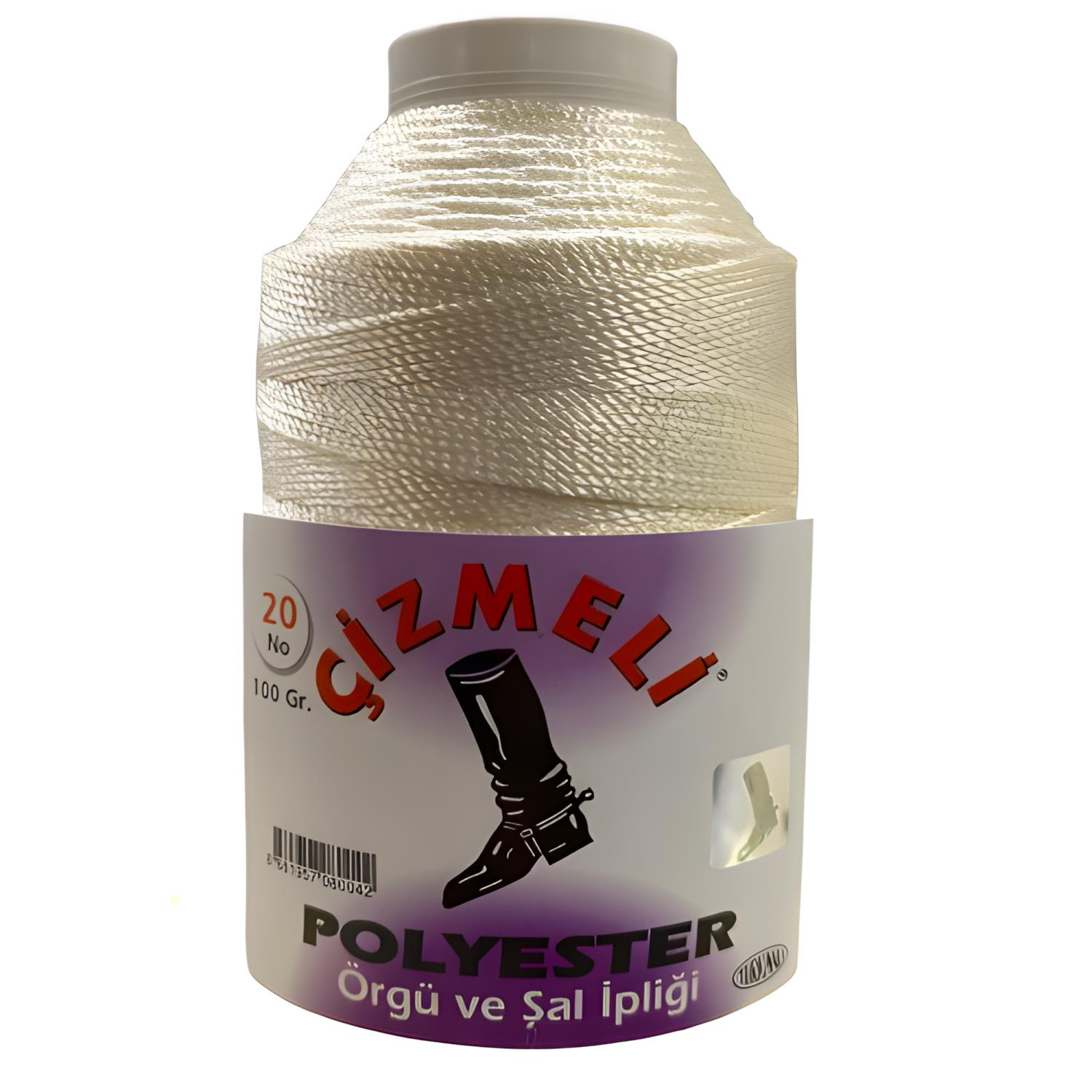 Çizmeli Polyester Örgü ve Şal İpliği No:20 100 gr 748 Krem