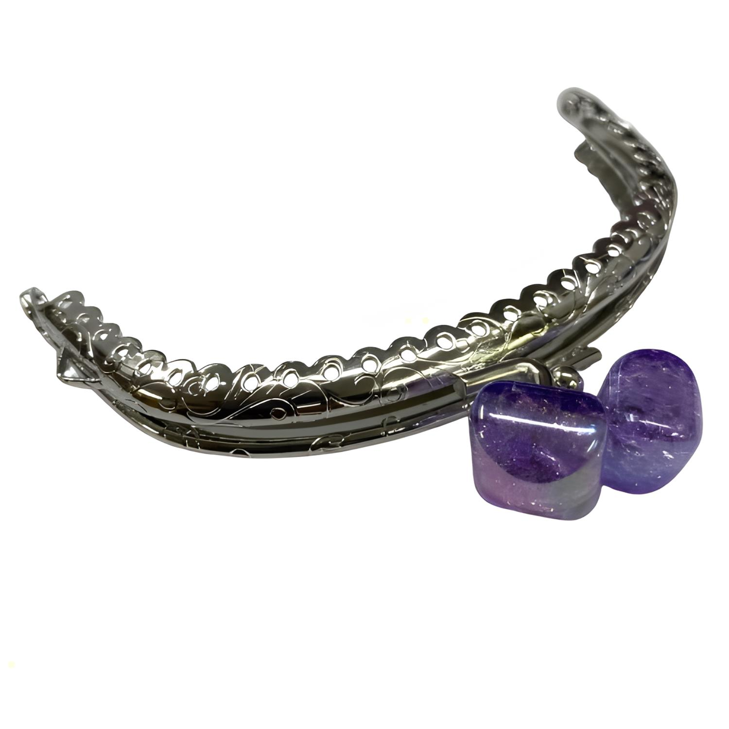 Metal Oval Cüzdan Klipsi Akide Şekeri 11 cm M6 Lila