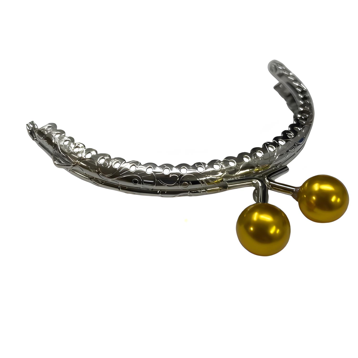 Boncuklu Metal Oval Cüzdan Klipsi 11 cm M7 Altın