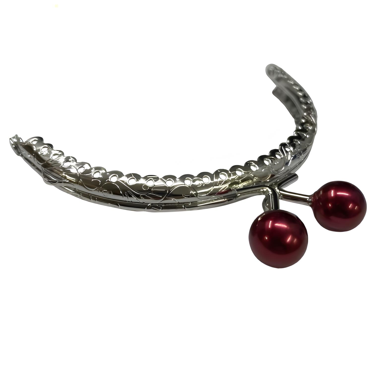 Boncuklu Metal Oval Cüzdan Klipsi 11 cm M7 Bordo