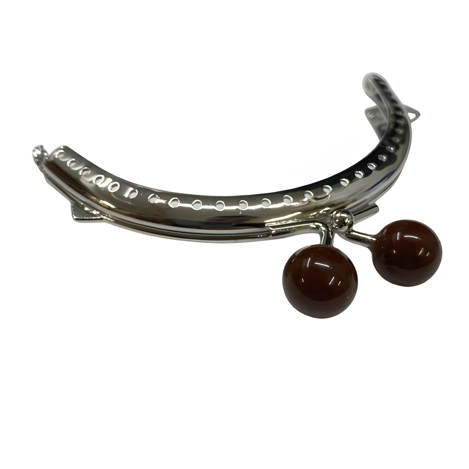 Boncuklu Metal Oval Cüzdan Klipsi 11 cm M7 Kahve