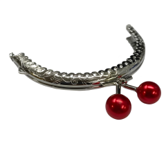Boncuklu Metal Oval Cüzdan Klipsi 11 cm M7 Kırmızı
