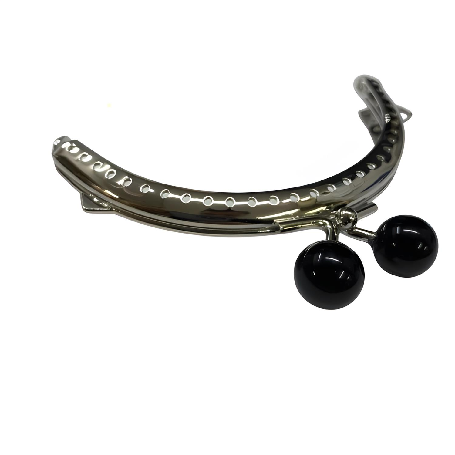 Boncuklu Metal Oval Cüzdan Klipsi 11 cm M7 Siyah