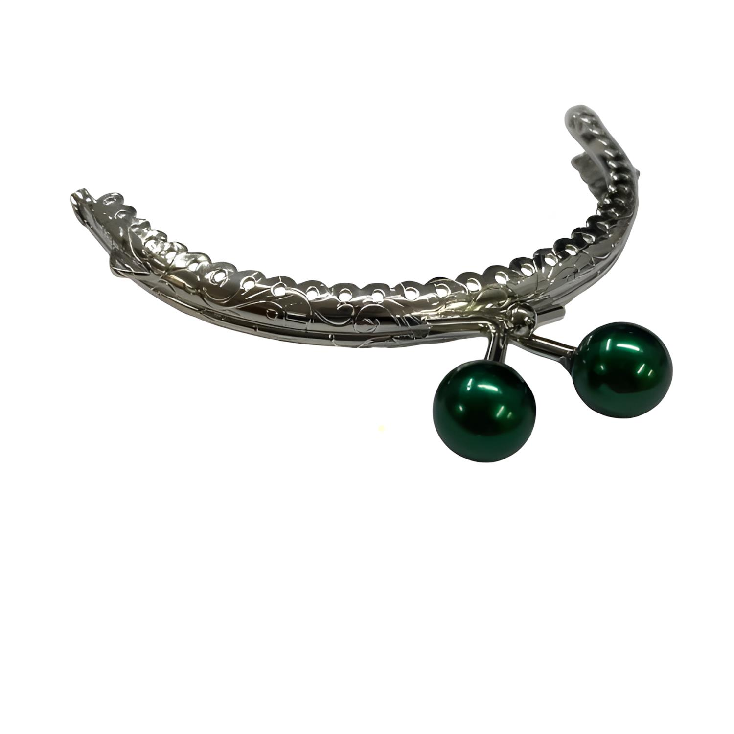 Boncuklu Metal Oval Cüzdan Klipsi 11 cm M7 Yeşil