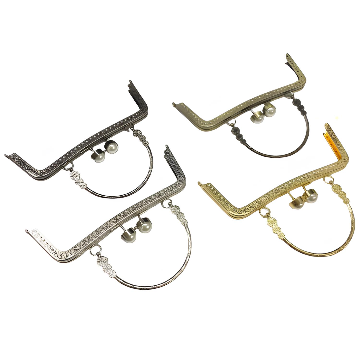 Kulplu İncili Metal Çanta Sapı Bursu 21 cm M3