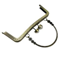Kulplu İncili Metal Çanta Sapı Bursu 16,5 cm M4 Altın