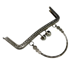 Kulplu İncili Metal Çanta Sapı Bursu 16,5 cm M4 Altın