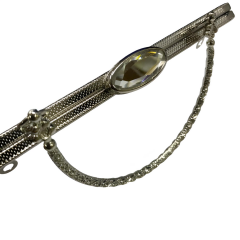 Kulplu Taşlı Metal Çanta Sapı Bursu 21 cm M5