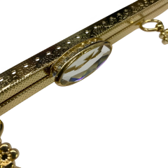 Kulplu Taşlı Metal Çanta Sapı Bursu 21 cm M5