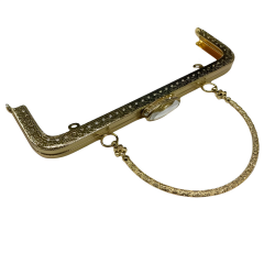 Kulplu Taşlı Metal Çanta Sapı Bursu 21 cm M5