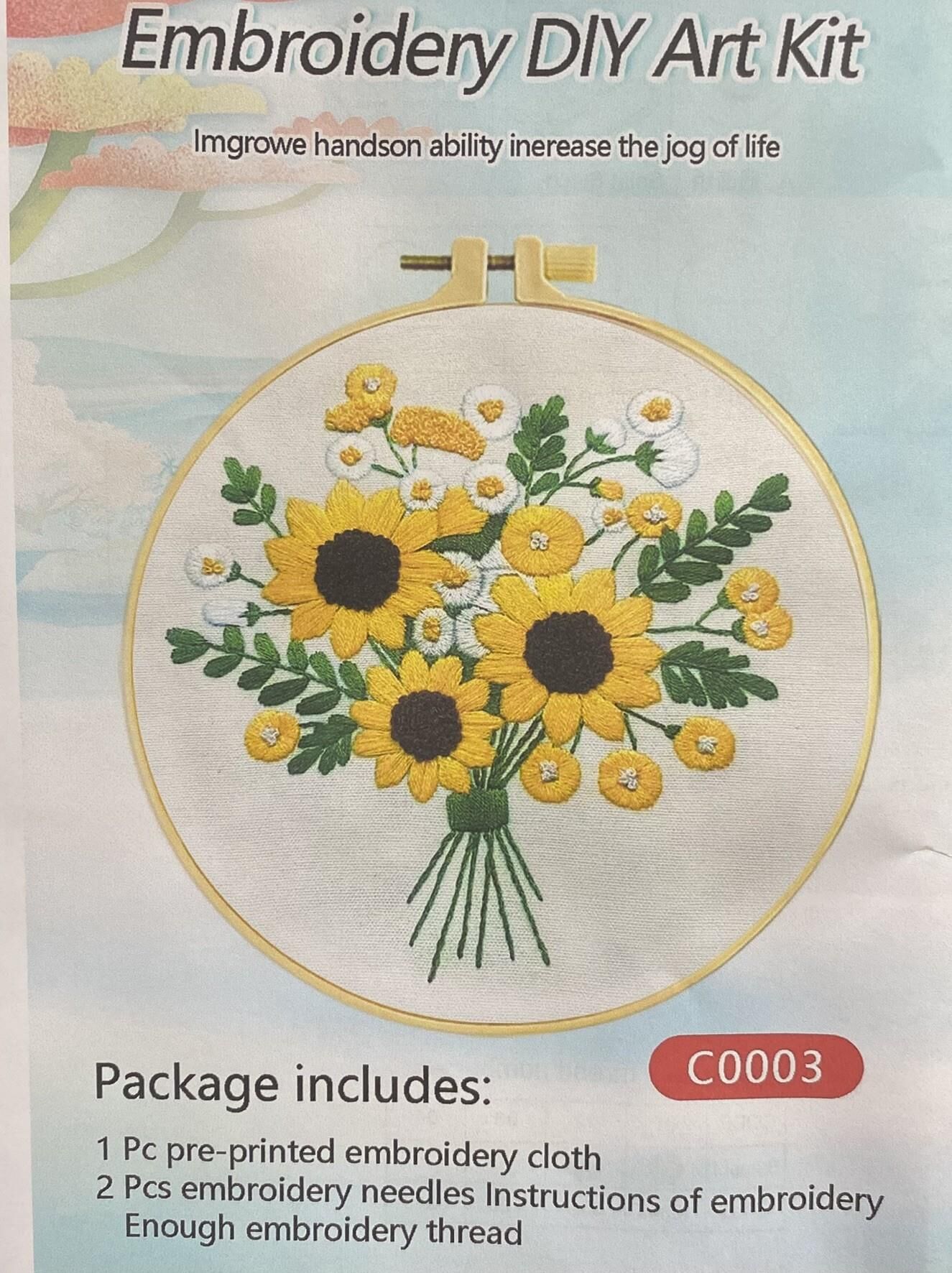 Elegant Kanaviçe Baskılı Etamin Kiti (iplik, iğne, kumaş) 15*15 cm Cz0003