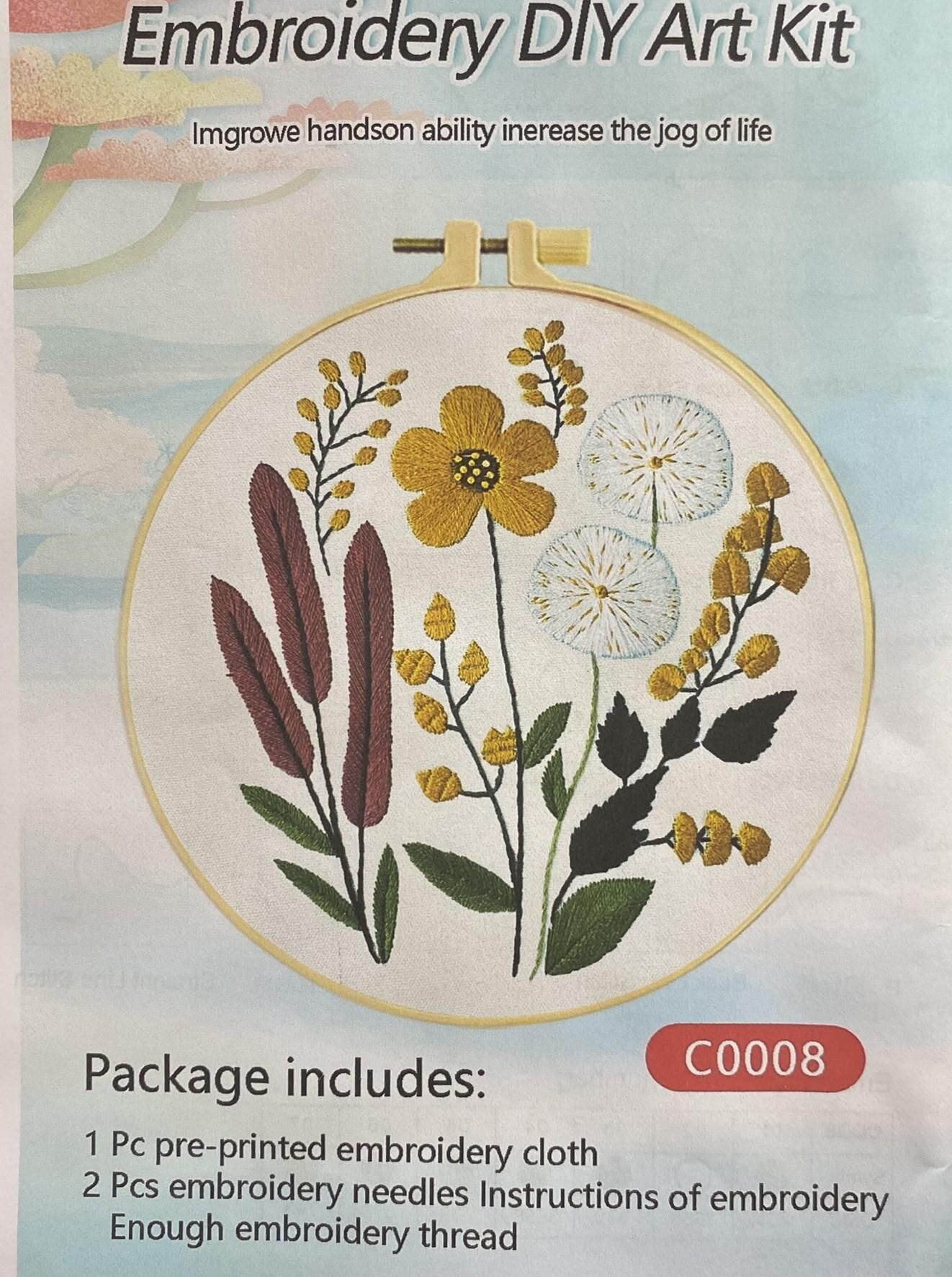 Elegant Kanaviçe Baskılı Etamin Kiti (iplik, iğne, kumaş) 15*15 cm Cz0008