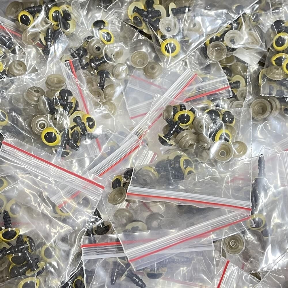 Vidalı Göz - Sarı - 5 Çift - Kilitli - Amigurumi