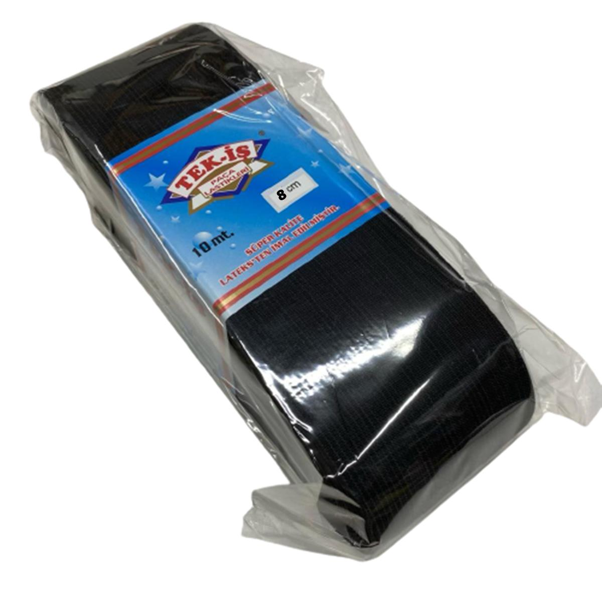 Lastik Tek-İş Sert Yumuşak Çamaşır Don Etek Bel Paça Bebe Lastiği Yassı Yumuşak 8 cm SİYAH