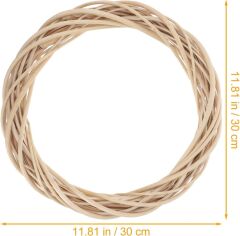 Ahşap Doğal Bambu Çelenk Kapı Süsü 30 cm