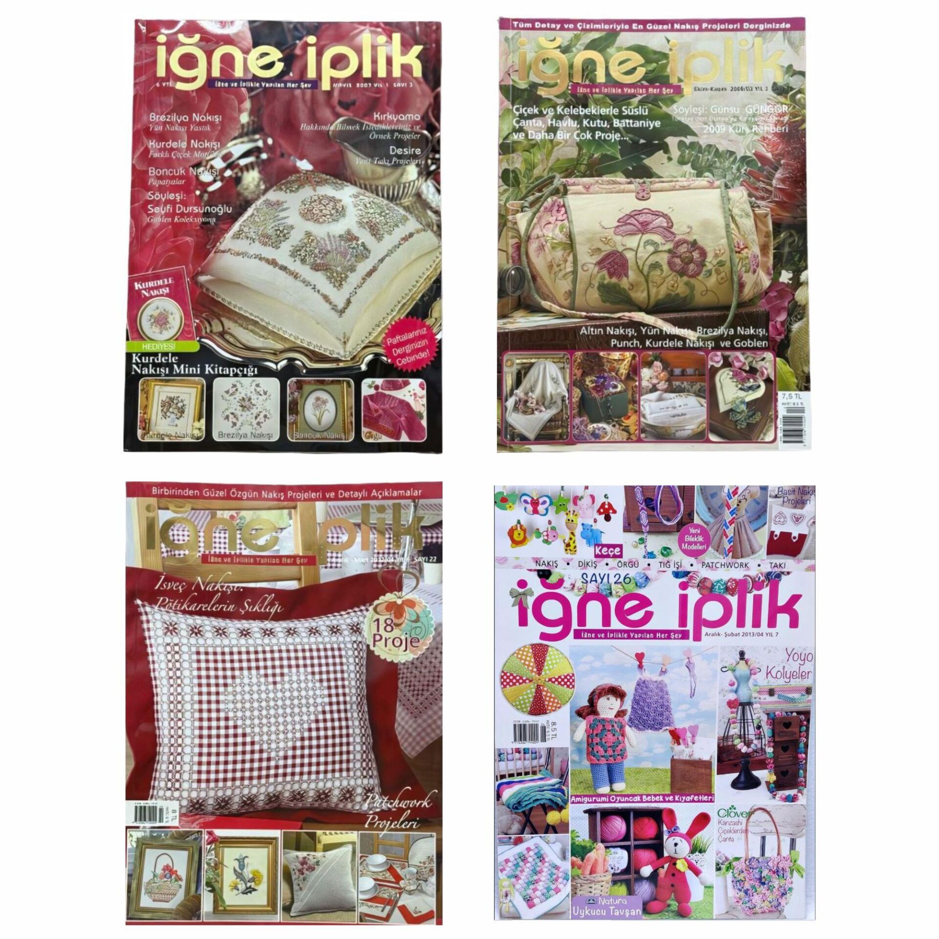 İğne İplik (4 adet) Nakış Dergisi (3 - 12 - 22 - 26)