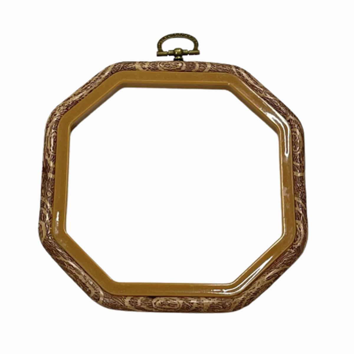 Askılı Çokgen Ahşap Desenli Plastik Kasnak 1koaa02 12,5 x 12,5 cm