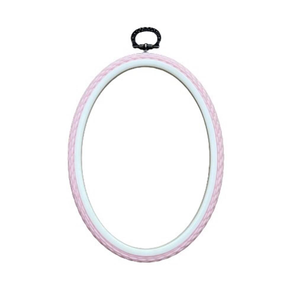 Askılı Oval Örgülü Plastik Kasnak 1kopa01 10,5 x 14,5 cm - Pembe