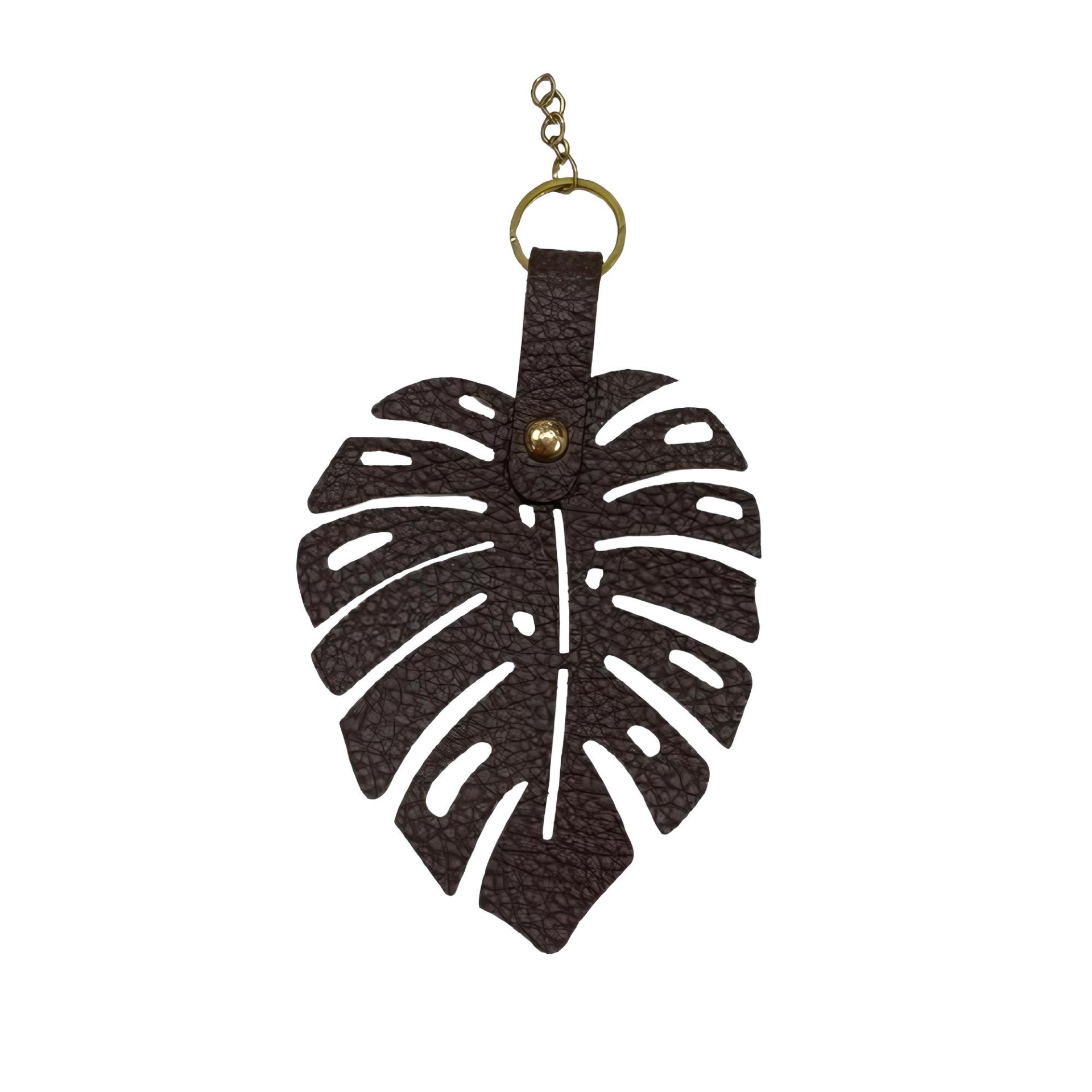 Deri Yaprak Çanta Süsü 10*19 cm YML21 Acı Kahve