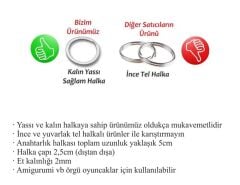 Anahtarlık Halkası Zincirli Yassı Kalın 5cm 100 Adet - Gümüş