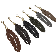 Deri Yaprak Çanta Süsü 4*18 cm YML22 Vizon