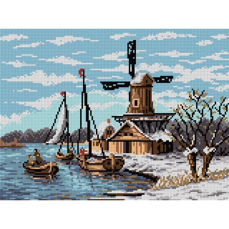 Orchidea Baskılı Goblen Göl ve Değirmen 2059 30*40 cm