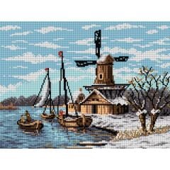 Orchidea Baskılı Goblen Göl ve Değirmen 2059 30*40 cm