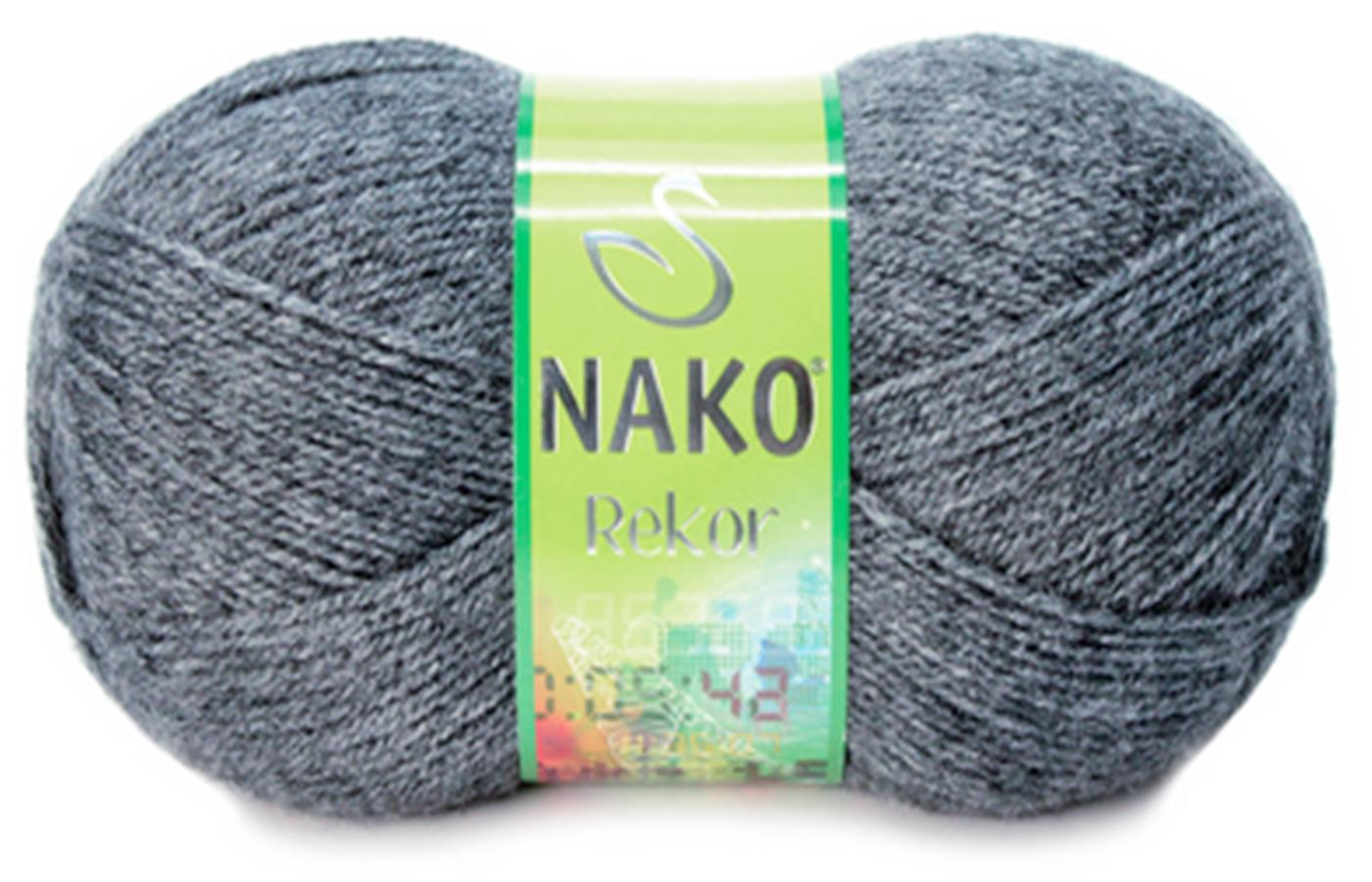 Nako Rekor El Örgü İpliği Yünü 193 Koyu Gri Melanj