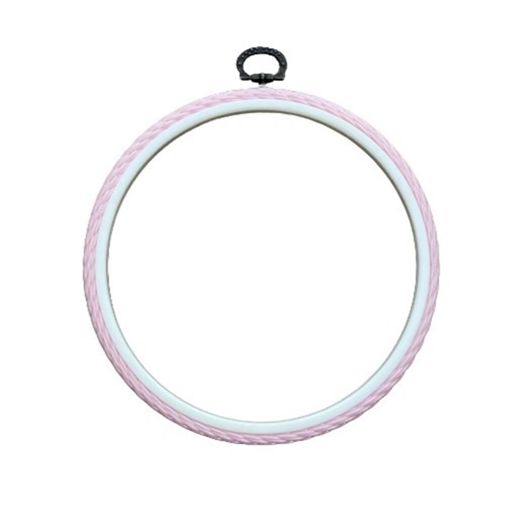 Askılı Yuvarlak Örgülü Plastik Kasnak 1kypa02 19 cm - Pembe
