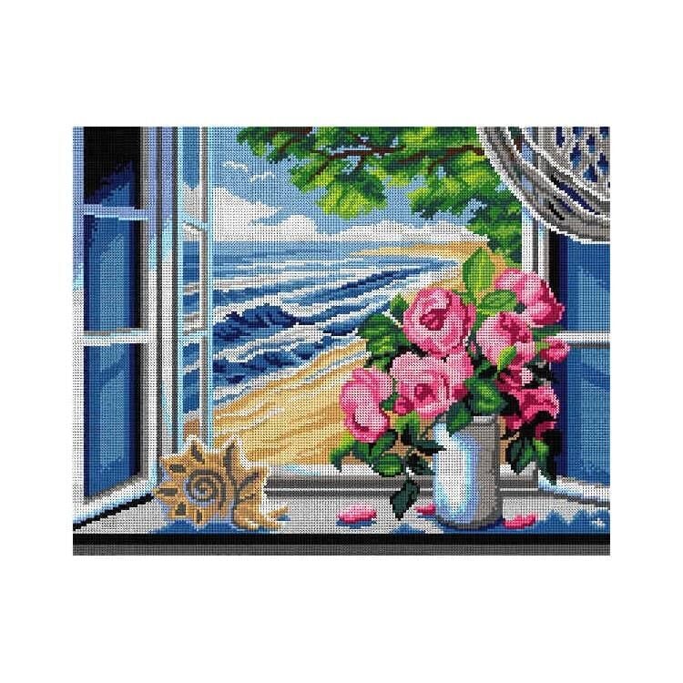 Orchidea Baskılı Goblen Pencerede Güller 3028 40*50 cm