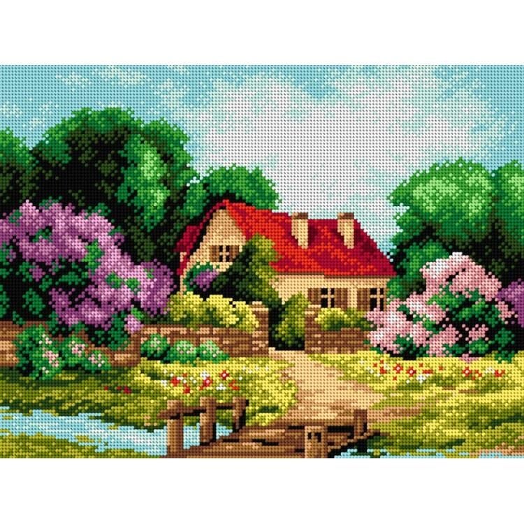 Orchidea Baskılı Goblen Ev ve Manzara 2140 30*40 cm