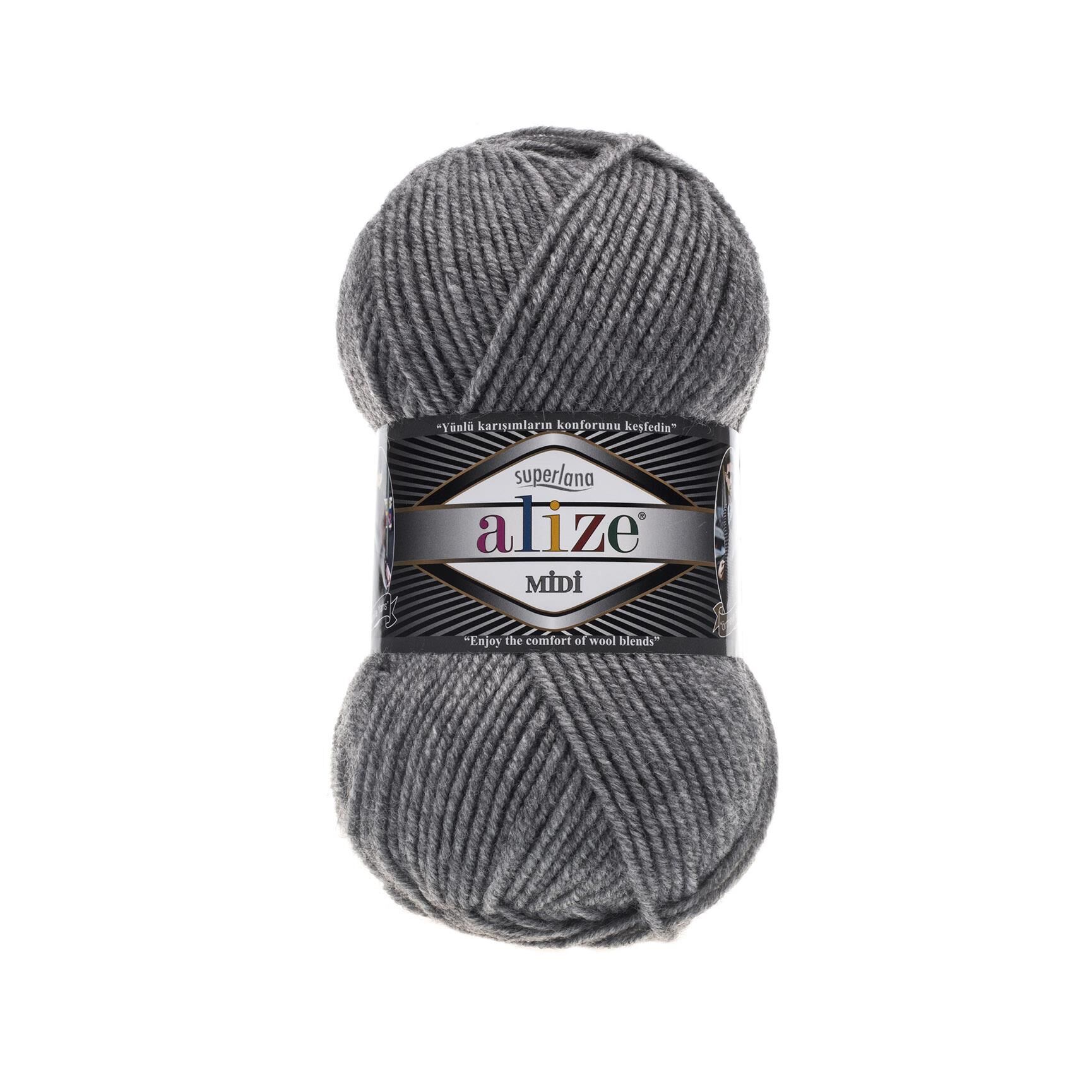 Alize Superlana Midi El Örgü İpliği 100 gr 21 Gri Melanj
