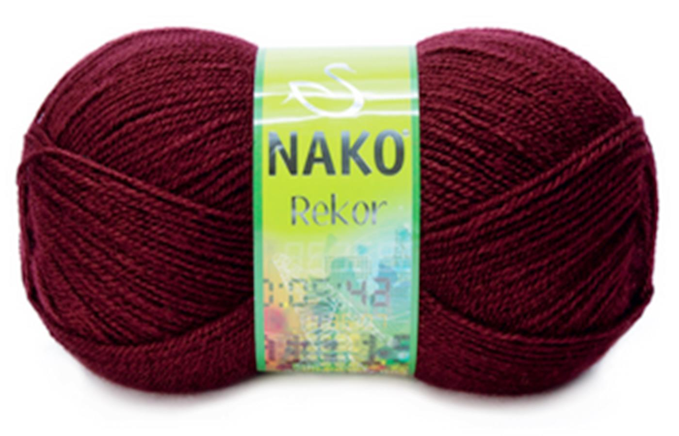 Nako Rekor El Örgü İpliği Yünü 999 Bordo