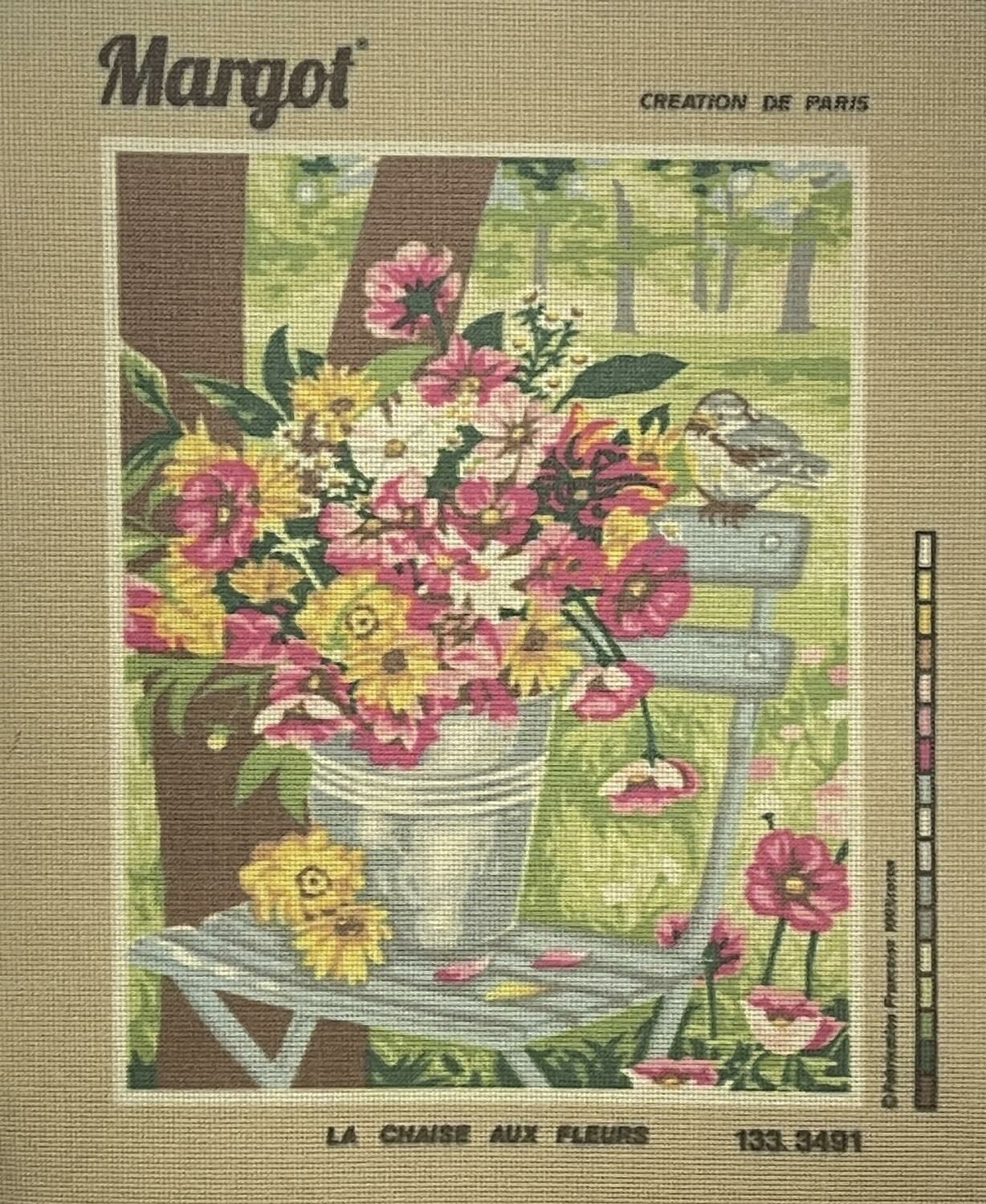 Margot Baskılı Goblen 133 3491 La Chaise Aux Fleurs 50x65cm Tablo Pano