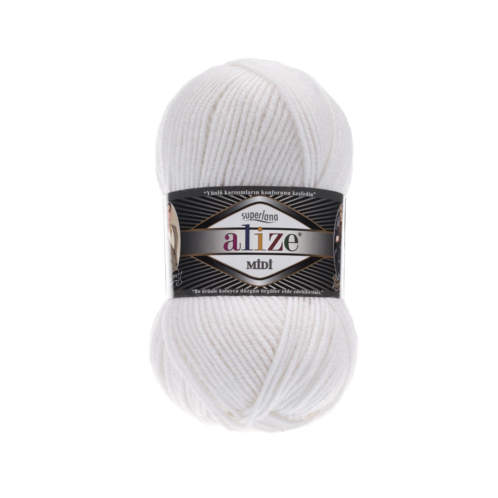 Alize Superlana Midi El Örgü İpliği 100 gr 55 Beyaz