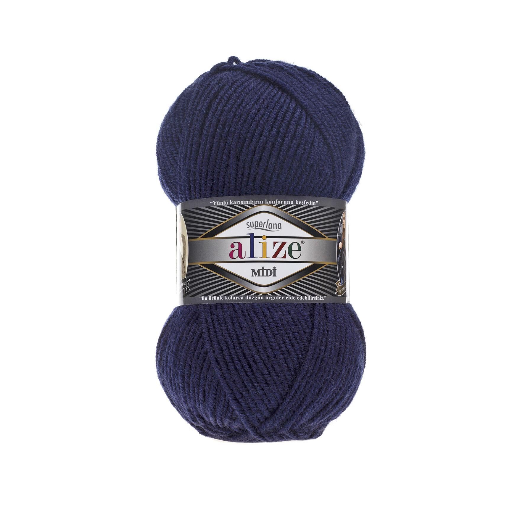 Alize Superlana Midi El Örgü İpliği 100 gr 58 Lacivert