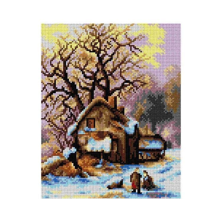 Orchidea Baskılı Goblen Kış Ev 2686 24*30 cm