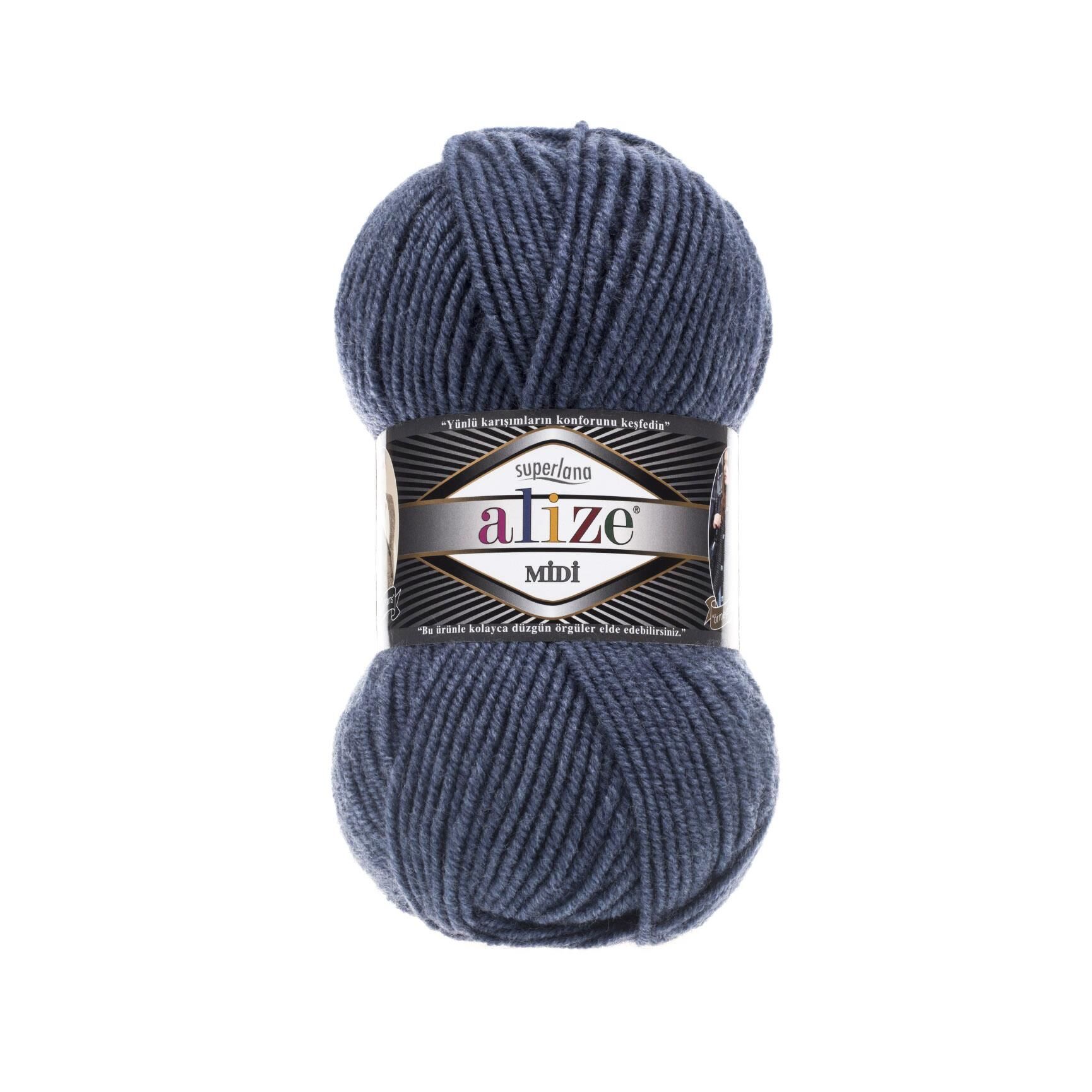 Alize Superlana Midi El Örgü İpliği 100 gr 203 Denim Melanj