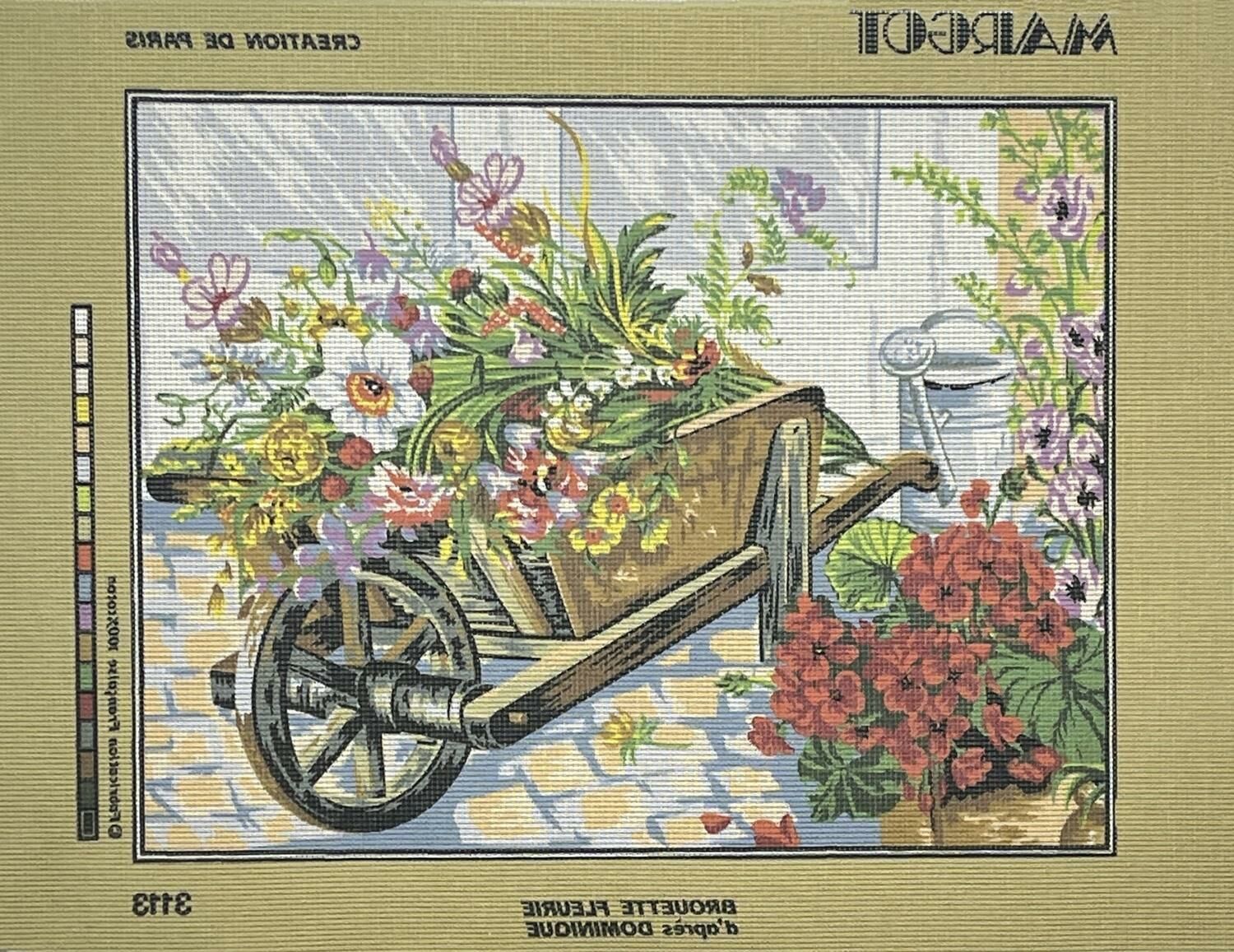 Margot Baskılı Goblen 133 3113 Brouette Fleurie 50x65cm Tablo Pano