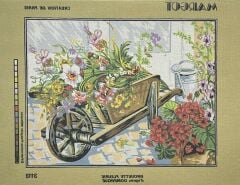 Margot Baskılı Goblen 133 3113 Brouette Fleurie 50x65cm Tablo Pano