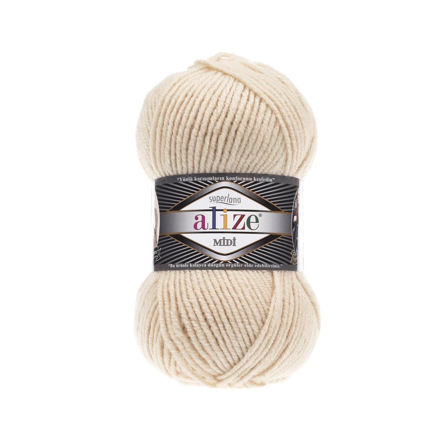 Alize Superlana Midi El Örgü İpliği 100 gr 310 Bal Köpüğü