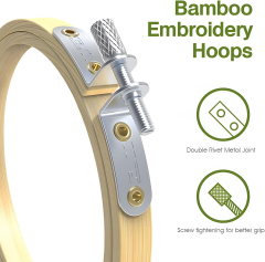 Vidalı Bambu Yuvarlak Nakış Kasnağı