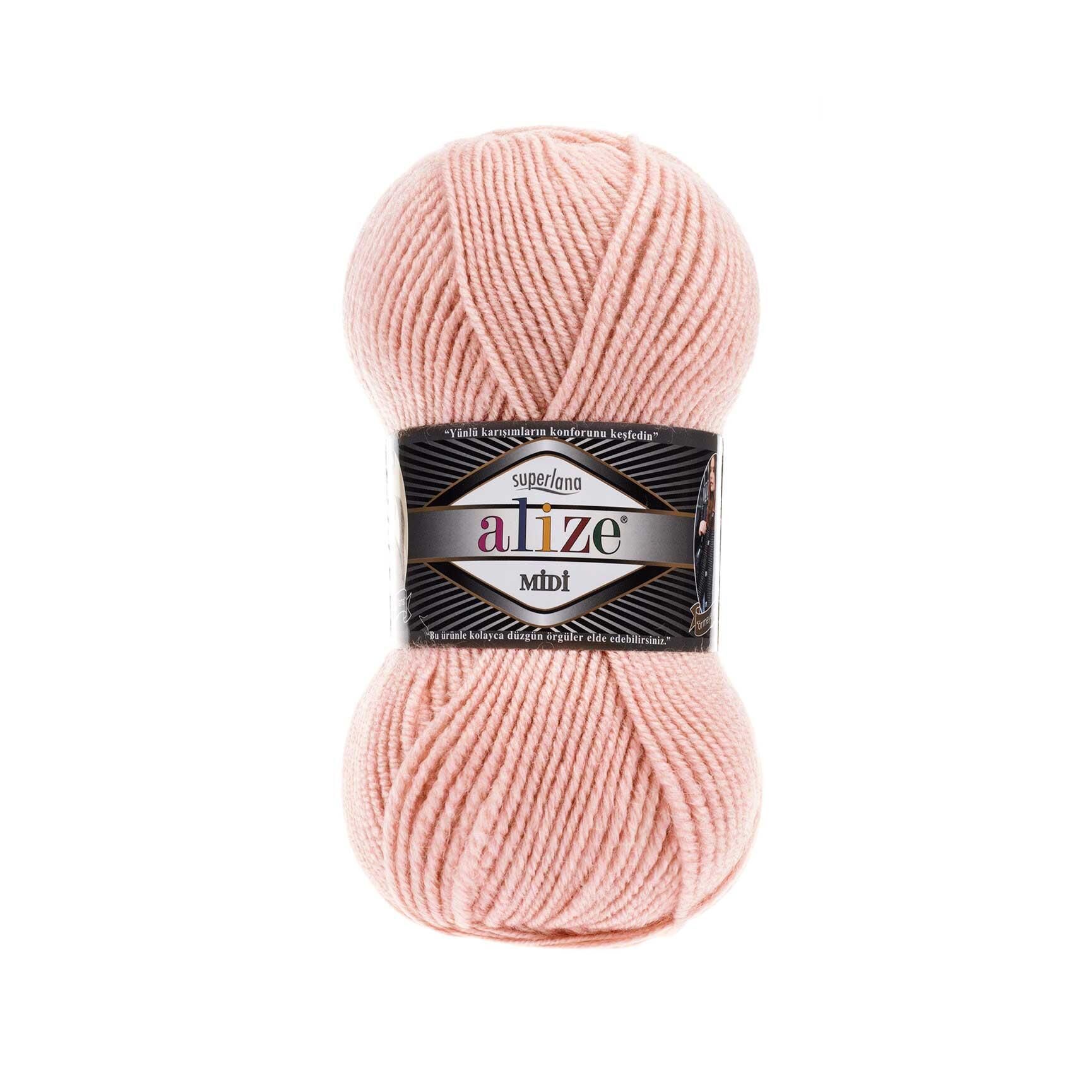 Alize Superlana Midi El Örgü İpliği 100 gr 523 Kristal Pembe