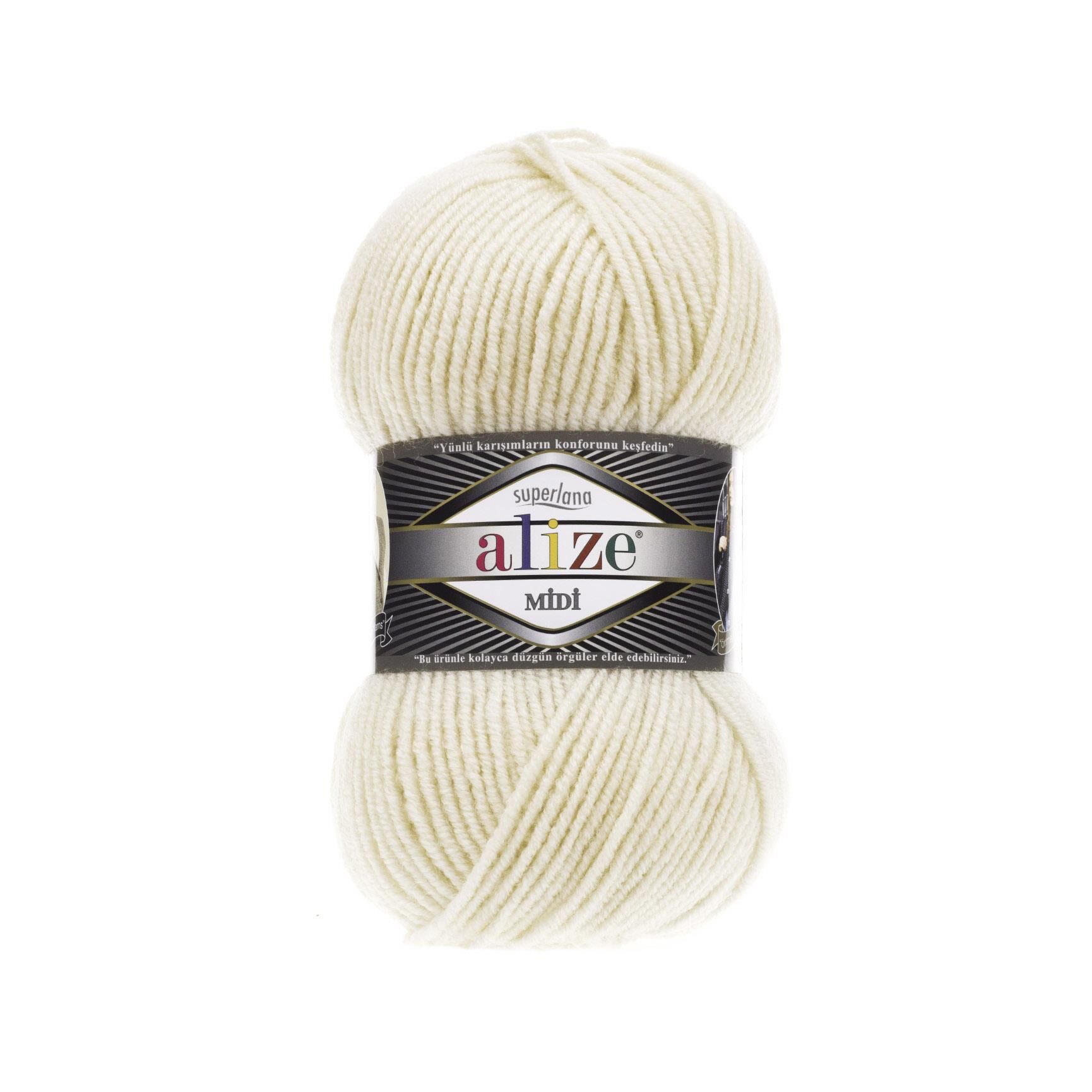 Alize Superlana Midi El Örgü İpliği 100 gr 599 Fil Dişi