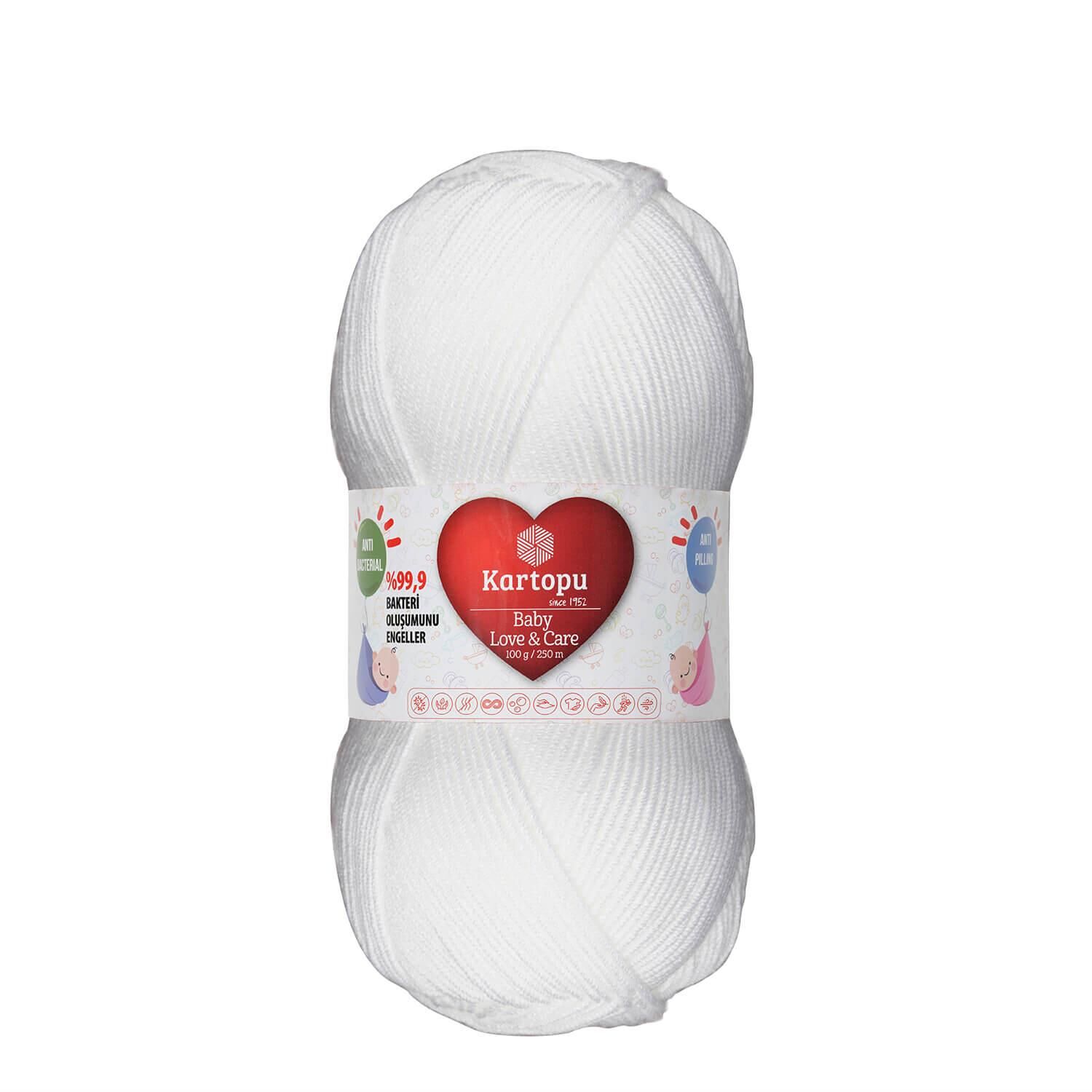 Kartopu Baby Love Care El Örgü İpliği 100 gr K010 Beyaz
